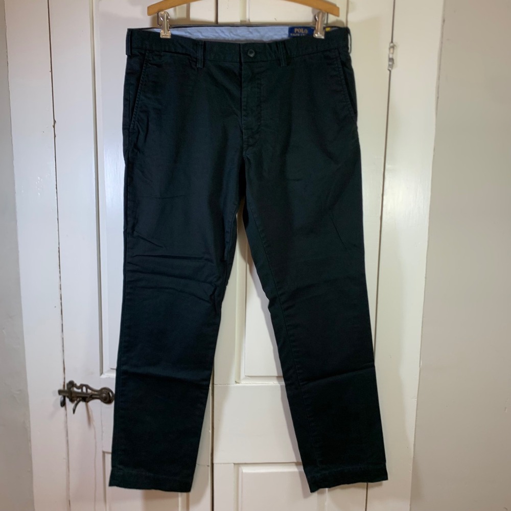 Polo Ralph Lauren Men Stretch Slim Fit Chino Pants Black 36x32 (30) Cotton Twill